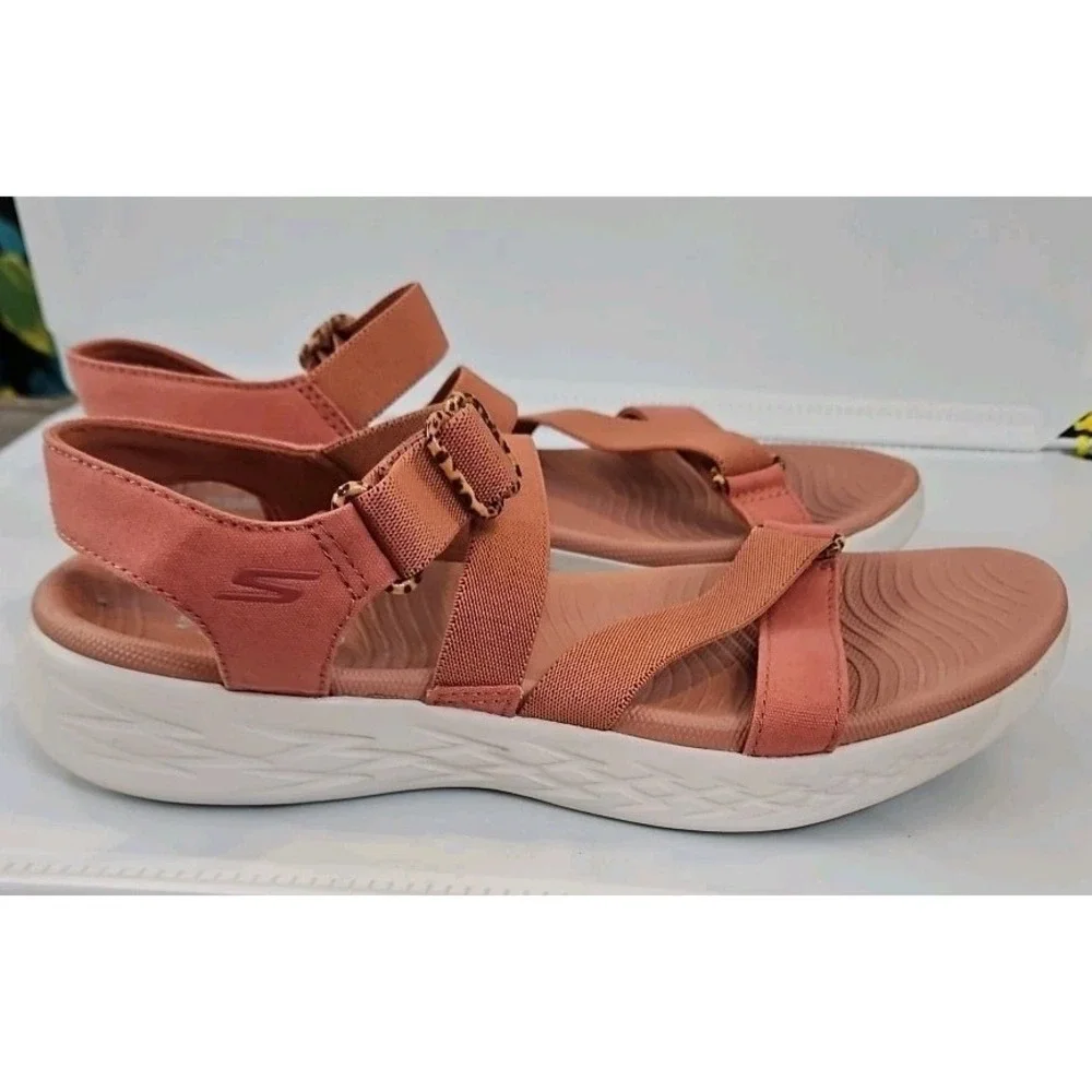 SKECHERS Goga Mat Adj Sandals Sz 7 Women Casual Comfort Walking  DUSTY ROSE #588 - Picture 6 of 9